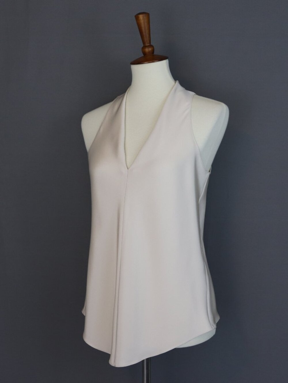 Peter Cohen Medium Silk Tux Tank Solid Vanilla Off White Ivory Sleeveless Top